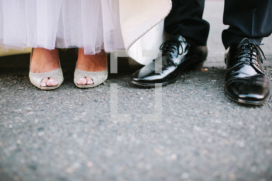shoes of a bride and groom