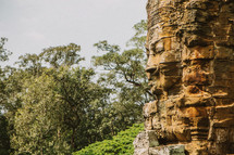 wall of temple ruins in Cambodia 