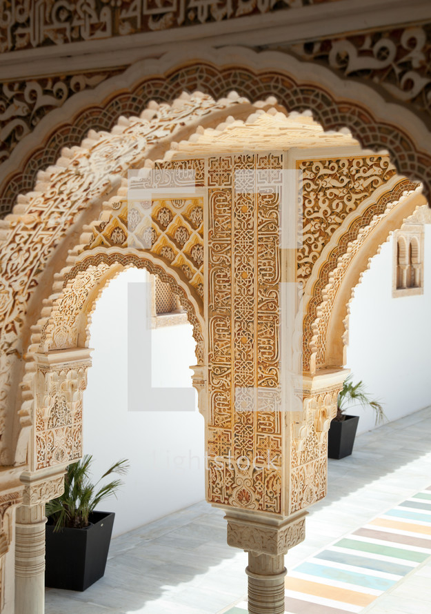 Famous Alhambra of Poble Espanyol in Palma de Mallorca, Spain.