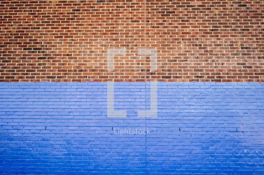 brick wall with blue 