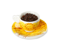 Cup of Coffee beans on white background