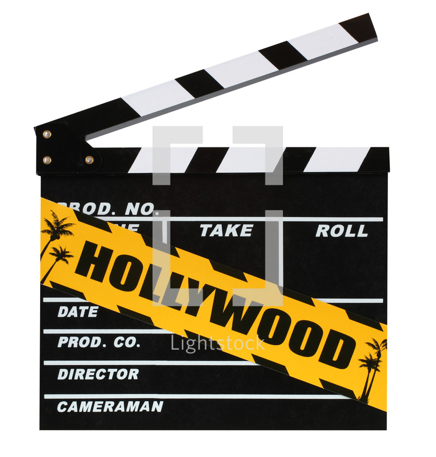  movie production clapper board on white background