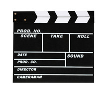 Blank movie production clapper board on white background