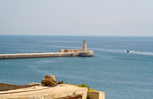 lighthouse in Grand Harbour, Valletta, Malta