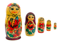 Russian family set doll isolated on white background
