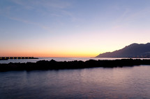 Salerno's seaside at sunset light, Italy