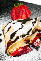 Strawberry Crepe with Chocolate syrup