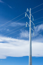 Electricity Pylon, electricity, power lines, clouds, sky