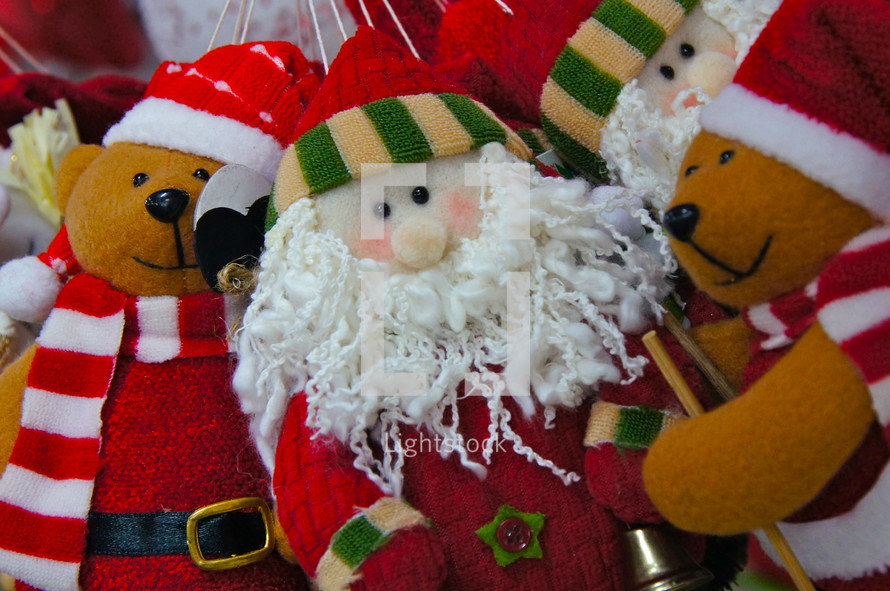 Christmas Santa and teddy bear decorations