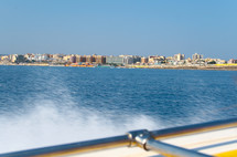 view of the coast of Malta from the speedboat