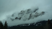snow, clouds, fog, outdoors, mountain 