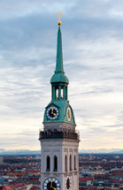 Tower of St. Peter's Church, Munich, Bavaria, Germany.
