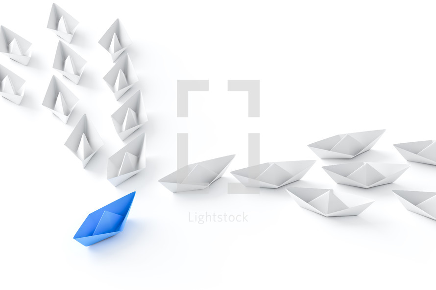 paper boats, leadership concept 