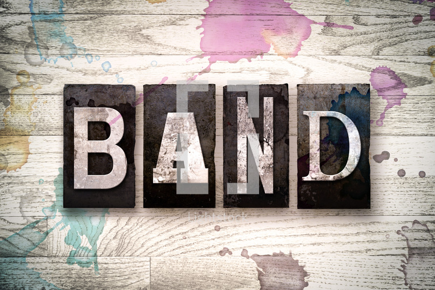 word band on wood background 