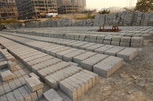 stacks of concrete blocks 
