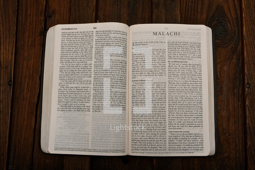 The Bible opened to Malachi 