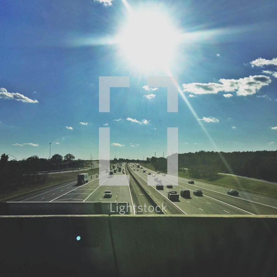 sunburst over a highway