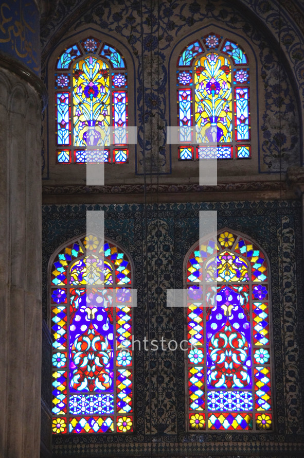 Stained glass windows in the Blue Mosque 
