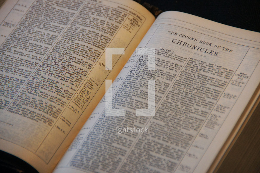 Open Bible in the book of II Chronicles