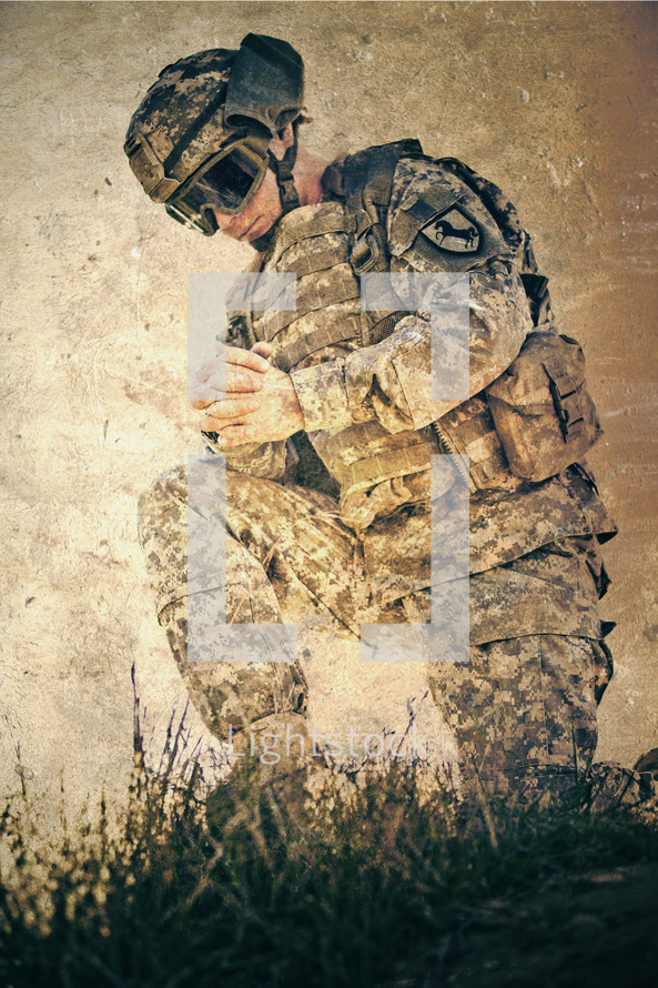 Soldier praying