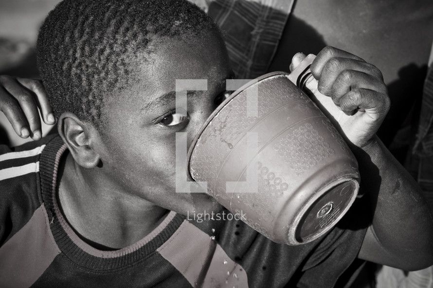 Boy drinking water 