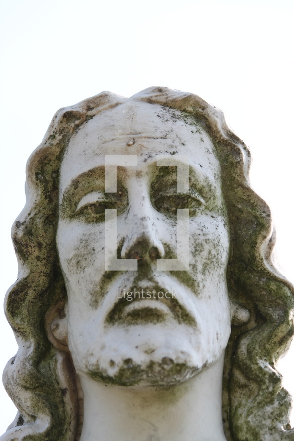 head of a marble statue of Jesus