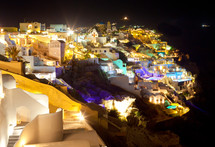 Oia village in Santorini island - Greece at night 