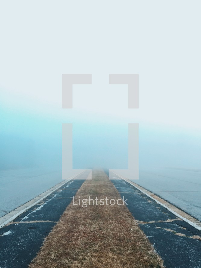 runway and fog