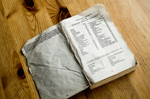 wrinkled pages of a Bible