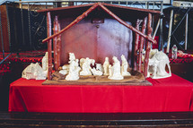 nativity scene in a church at Christmas 