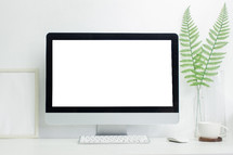 computer screen blank on a desk 
