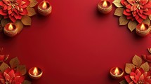 Diwali festive background with Diya lamps and flowers. Concept of Diwali, festival of lights, celebration.