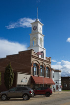 clock tower in a small town down town 