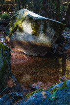Large rock with moss