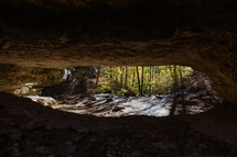 view from the mouth of a cave 