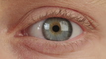 Macro shot of a woman's blue eyes