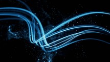 Flowing curve and particles background, 3d rendering.
