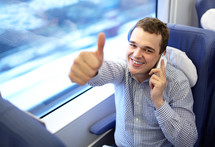 Young businessman in the train