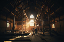 Building for Jesus. Working on a wooden church