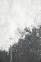 snow on wood background 