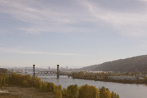 bridge over a calm river in Portland 