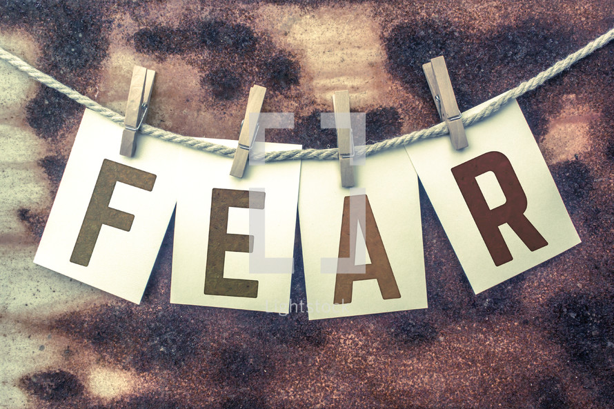 word fear on a clothesline 