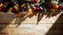 Background of a Christmas wooden table