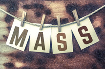word mass on a clothesline 
