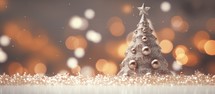 Christmas background with bokeh lights and christmas tree. 3d rendering