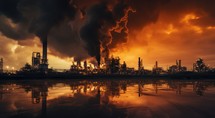 Oil and gas industry. Pollution concept