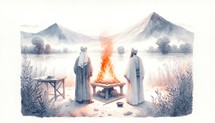 Unholy Fire. Old Testament. Watercolor Biblical Illustration