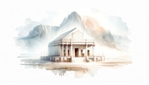 The Tabernacle. Old Testament. Watercolor Biblical Illustration
