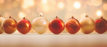 Christmas baubles with bokeh background.