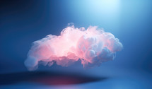 Abstract cloud of pink smoke on blue background. 3D Rendering
